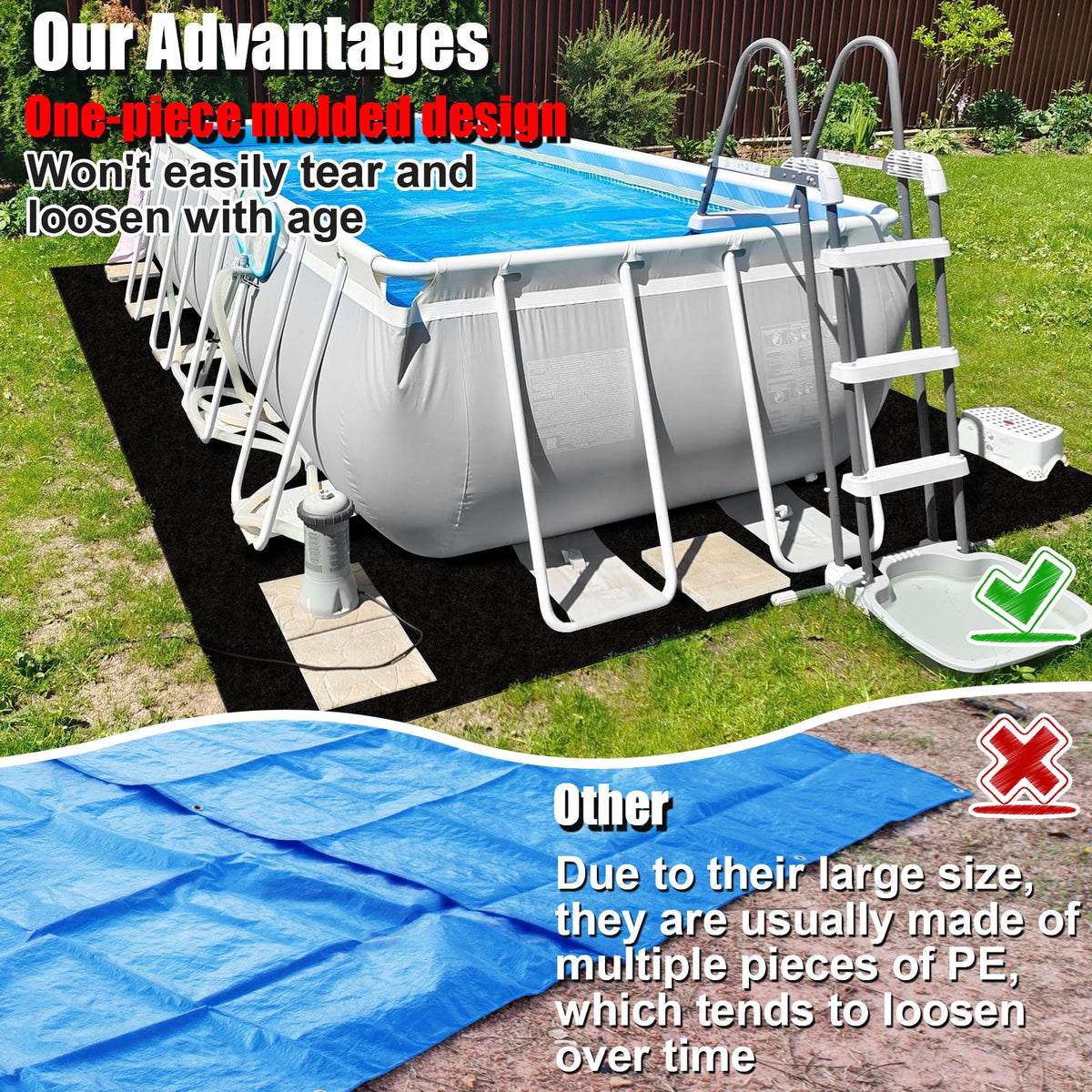 VICAMB multiuse pool ground mat doubles as camping or outdoor item protection.