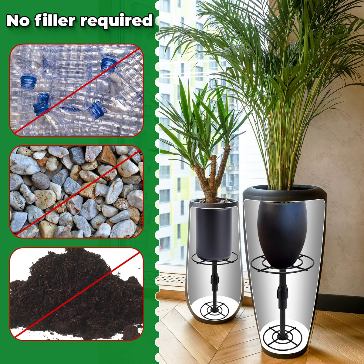 VICAMB adjustable planter riser base plate 7.87in adapts to various pot shapes