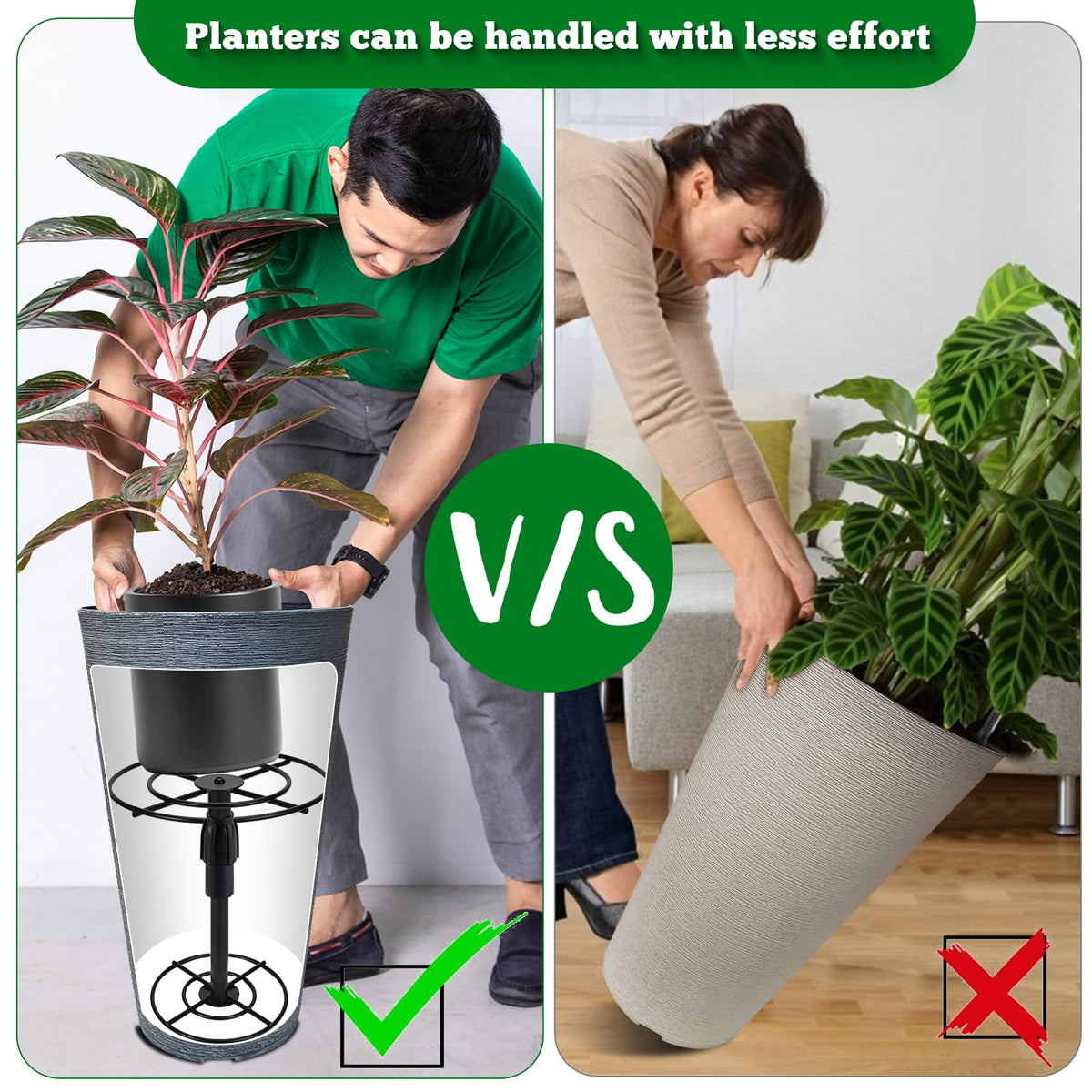 VICAMB adjustable planter riser base plate 9.84in provides strong support for heavy pots