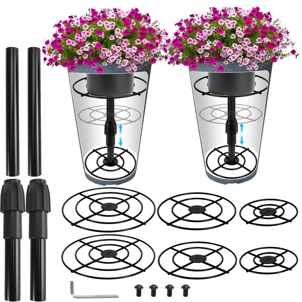 VICAMB adjustable planter riser top plate 5.9in boosts plant height for medium pots