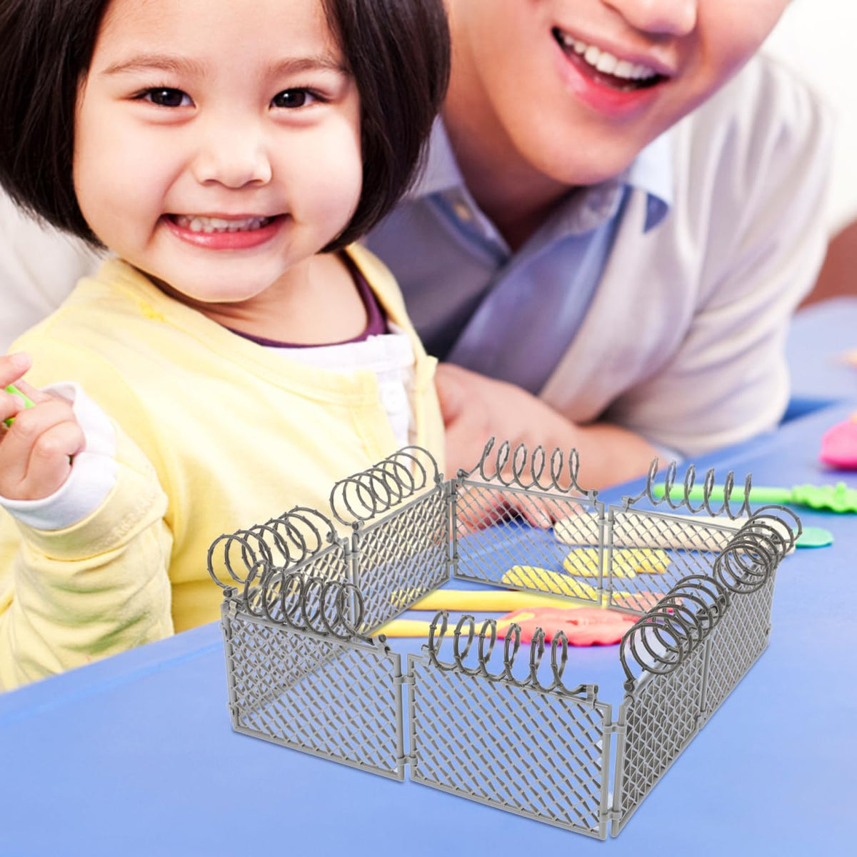 VICASKY DIY miniature fence set light grey material close up illustrates sturdy plastic.