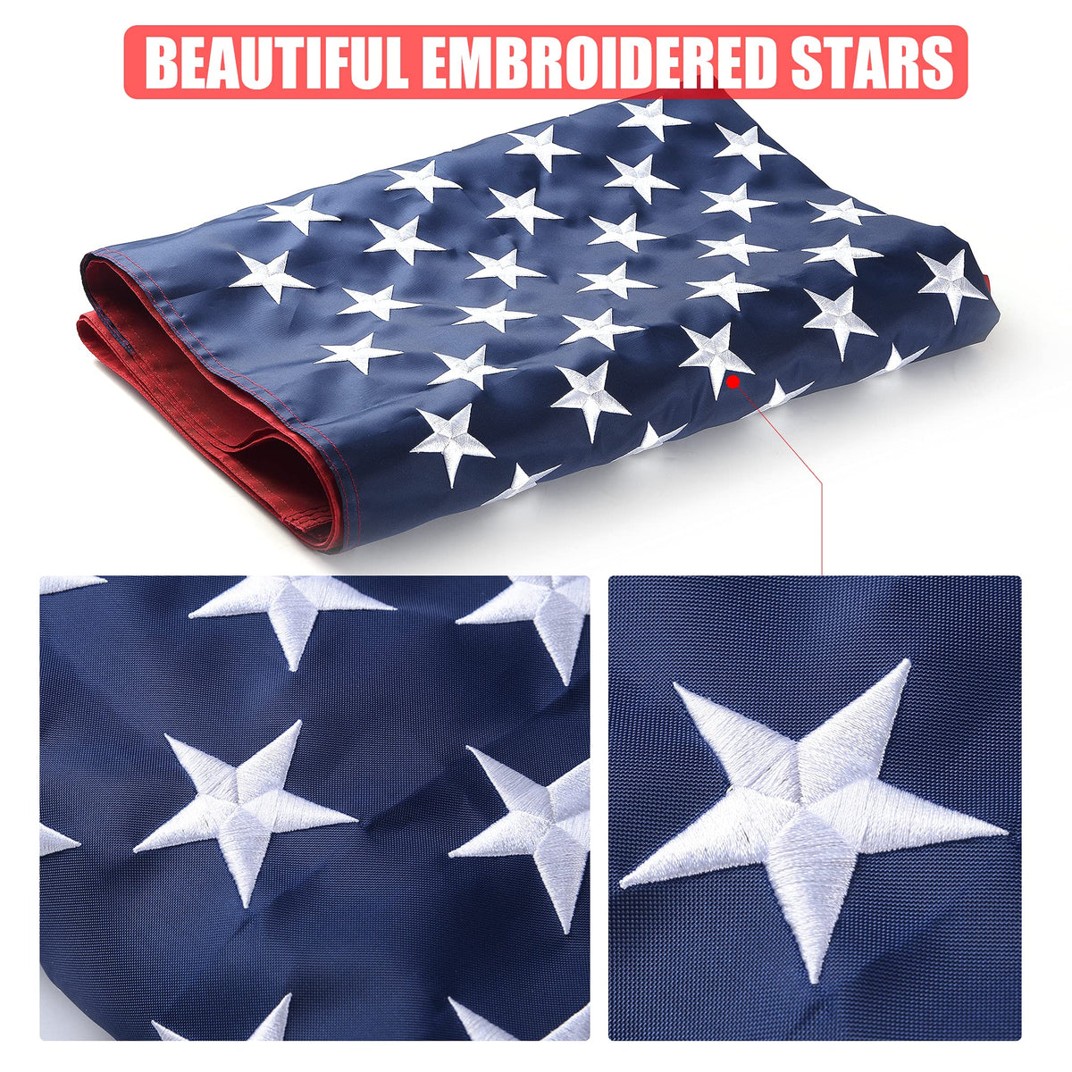 VICDRIA flag with embroidered stars highlights premium craftsmanship for lasting color