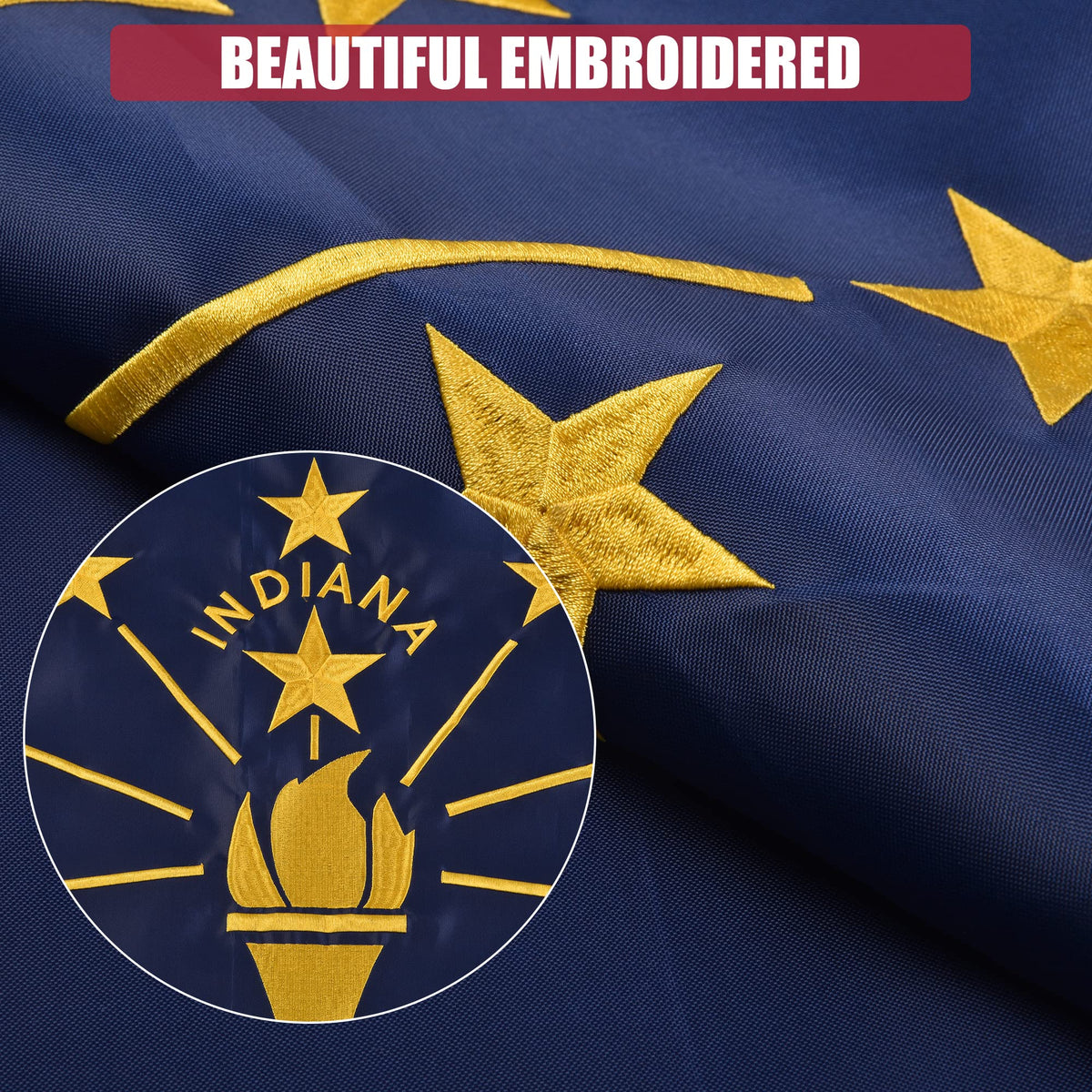 VICDRIA flag brass grommets enabling secure mounting.