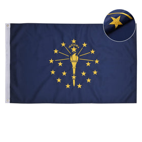 VICDRIA Indiana flag embroidery detail for outdoor display.