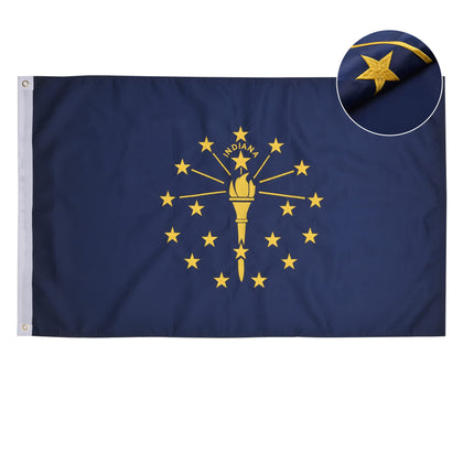 VICDRIA Indiana flag embroidery detail for outdoor display.