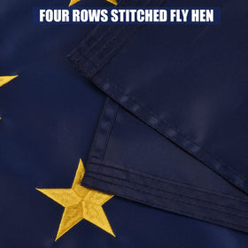 VICDRIA Indiana flag embroidery close-up highlighting craftsmanship.
