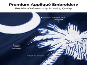 VICDRIA full embroidery detail flag showcases premium craftsmanship for outdoor durability