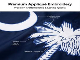 VICDRIA full embroidery detail flag showcases premium craftsmanship for outdoor durability