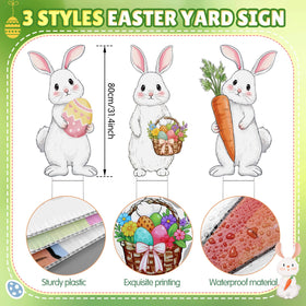Vicenpal bunny with carrot yard sign brightens spring lawn decor.