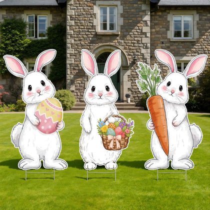 Vicenpal bunny with egg yard sign enhances outdoor curb appeal.
