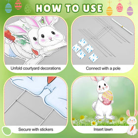 Vicenpal bunny with flower basket yard sign creates festive mood.