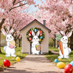 Vicenpal Easter yard sign trio packaged for easy outdoor display.