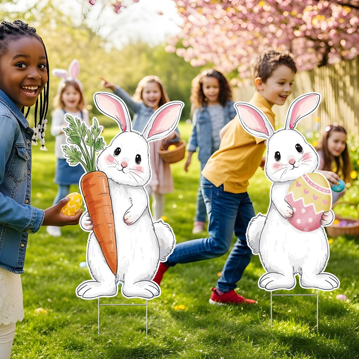 Vicenpal outdoor waterproof yard sign withstands weather for lasting Easter decor.
