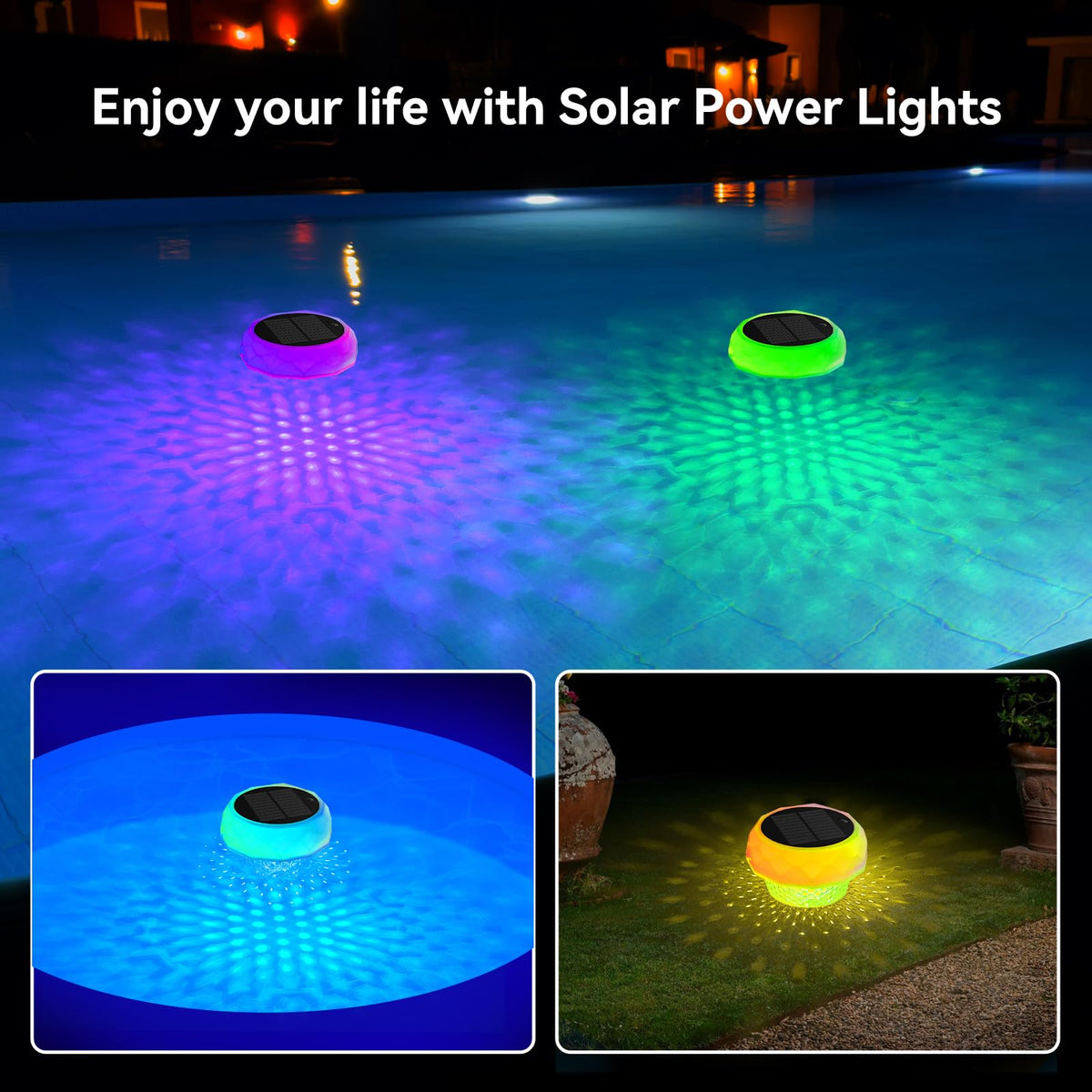 VICHTOP solar pool light ideal for pools, lawns, gardens and outdoor parties