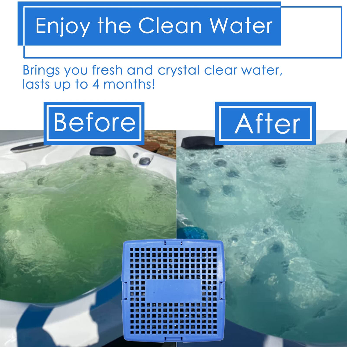 Vickmons spa water looking crystal-clear with mineral filtration