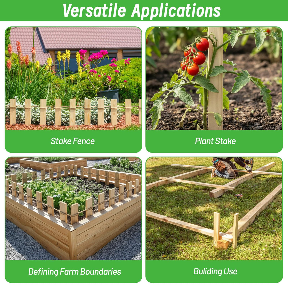 Vicosela durable yard stakes resist breakage for long-lasting garden use.