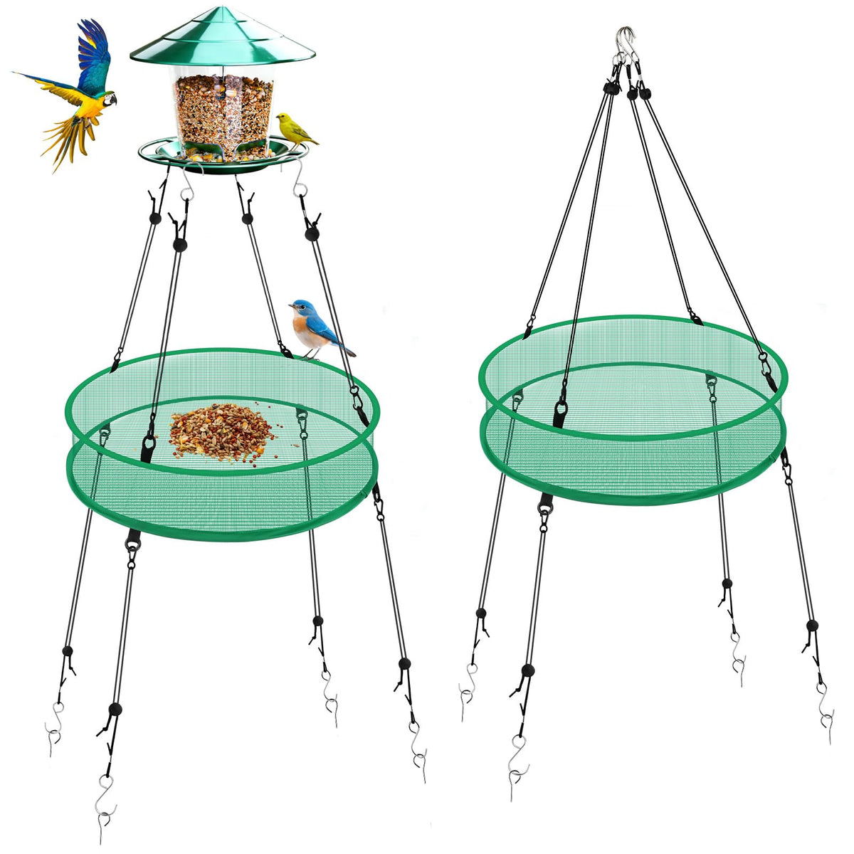 Vicosela two-pack bird seed catcher package keeps feeding area tidy.