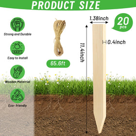 Vicosela wooden stakes with 65.6ft twine for easy, quick garden setup.