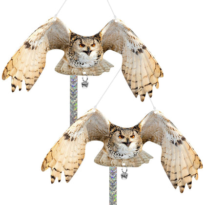 Vicsiyi fake owl double-sided garden decoy deters pigeons from windows.
