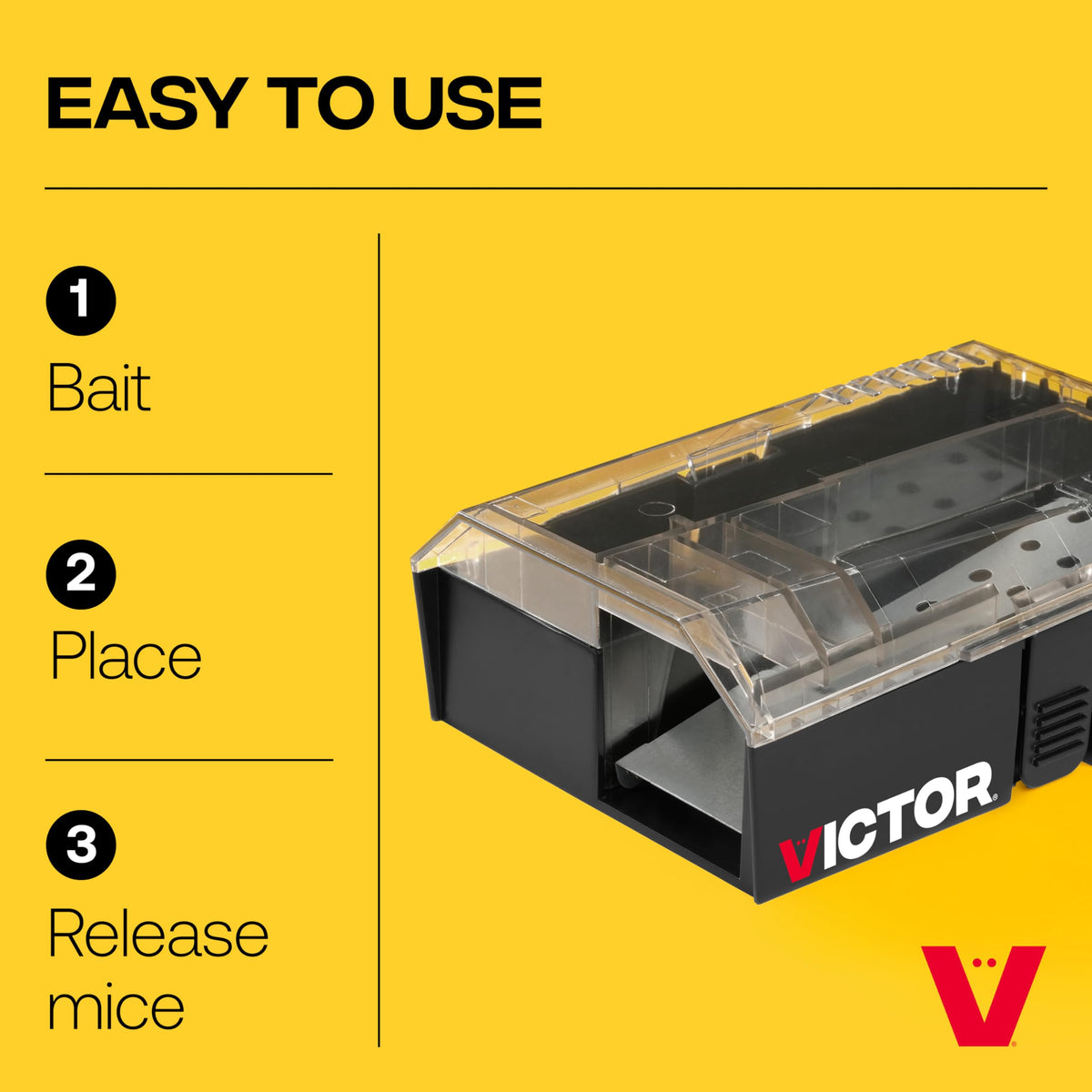 Victor M335 translucent lid allows quick check of captures