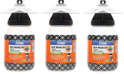 Victor M380 Fly Magnet 1-Quart Trap ready to capture flies in a kitchen or workspace