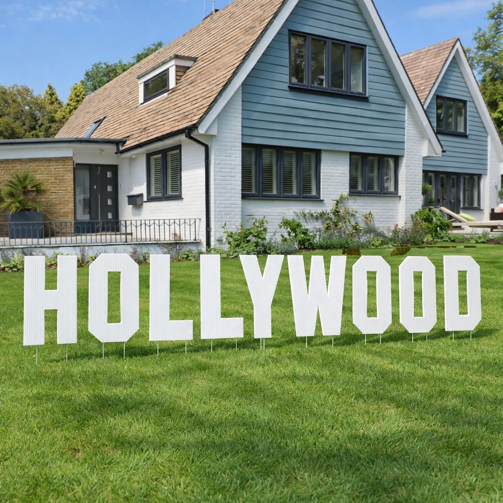 VictoryStore 18-inch Hollywood yard sign letters with stakes for bold front-yard display.
