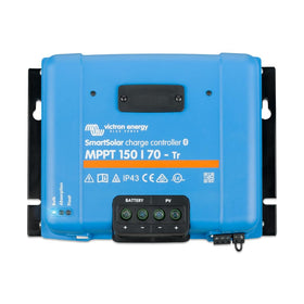 Victron Energy SmartSolar MPPT controller in battery-setup scene enables efficient charging.