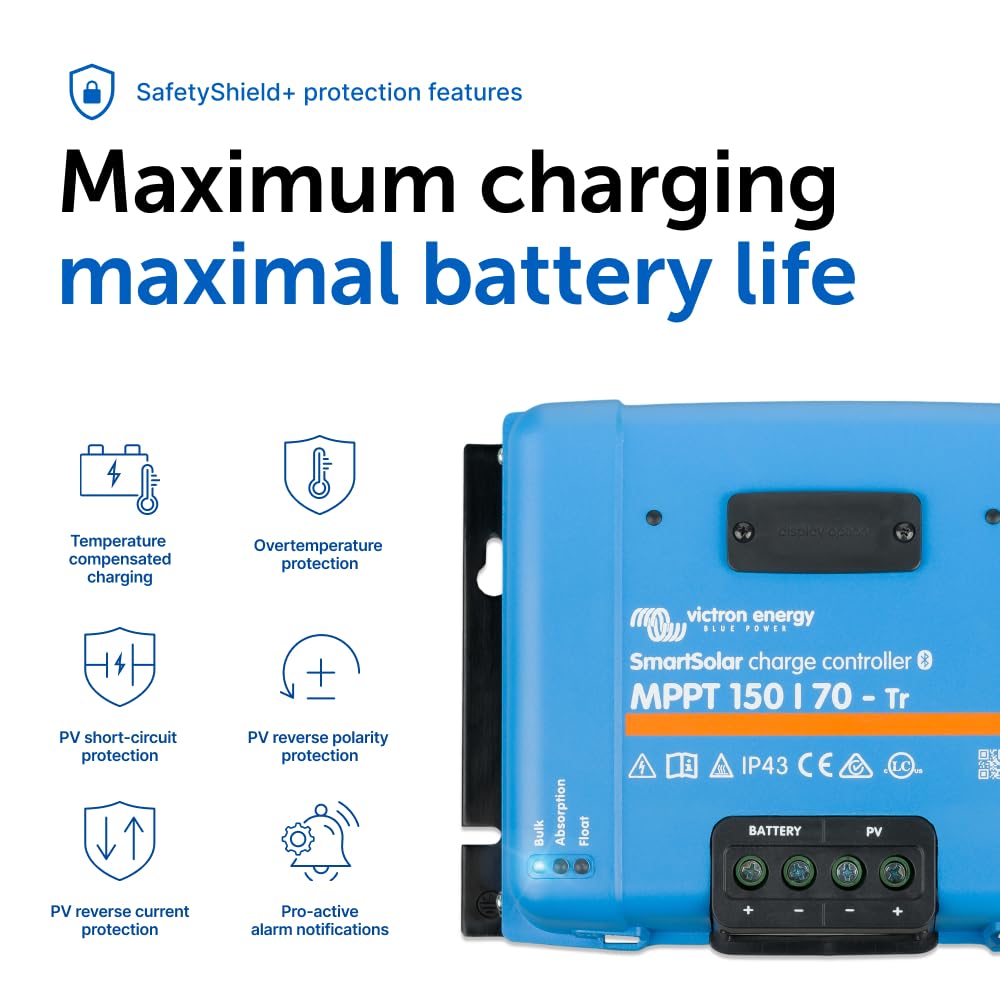 Load output feature of Victron Energy SmartSolar MPPT protects devices during low battery.