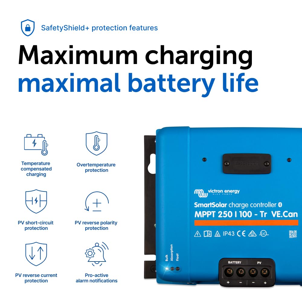 Victron Energy SmartSolar MPPT TR VE.Can Bluetooth load output powers devices safely