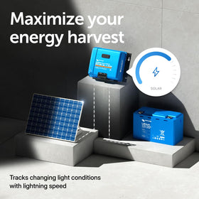 Victron Energy SmartSolar MPPT TR VE.Can Bluetooth panel in shade illustrates reliable energy capture
