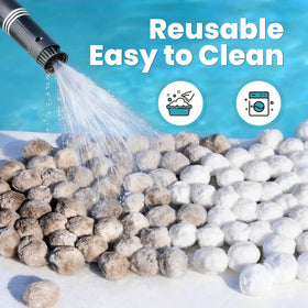Vidapool filter balls appear dust free and clean in water