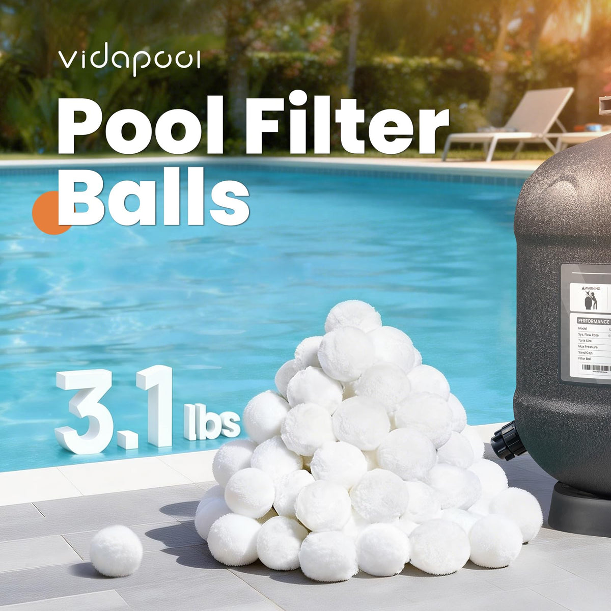 Vidapool filter balls being washed to promote reuse and less waste