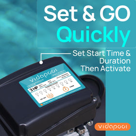 Vidapool pool pump controls illustrate nine runtime options for flexible cycles.