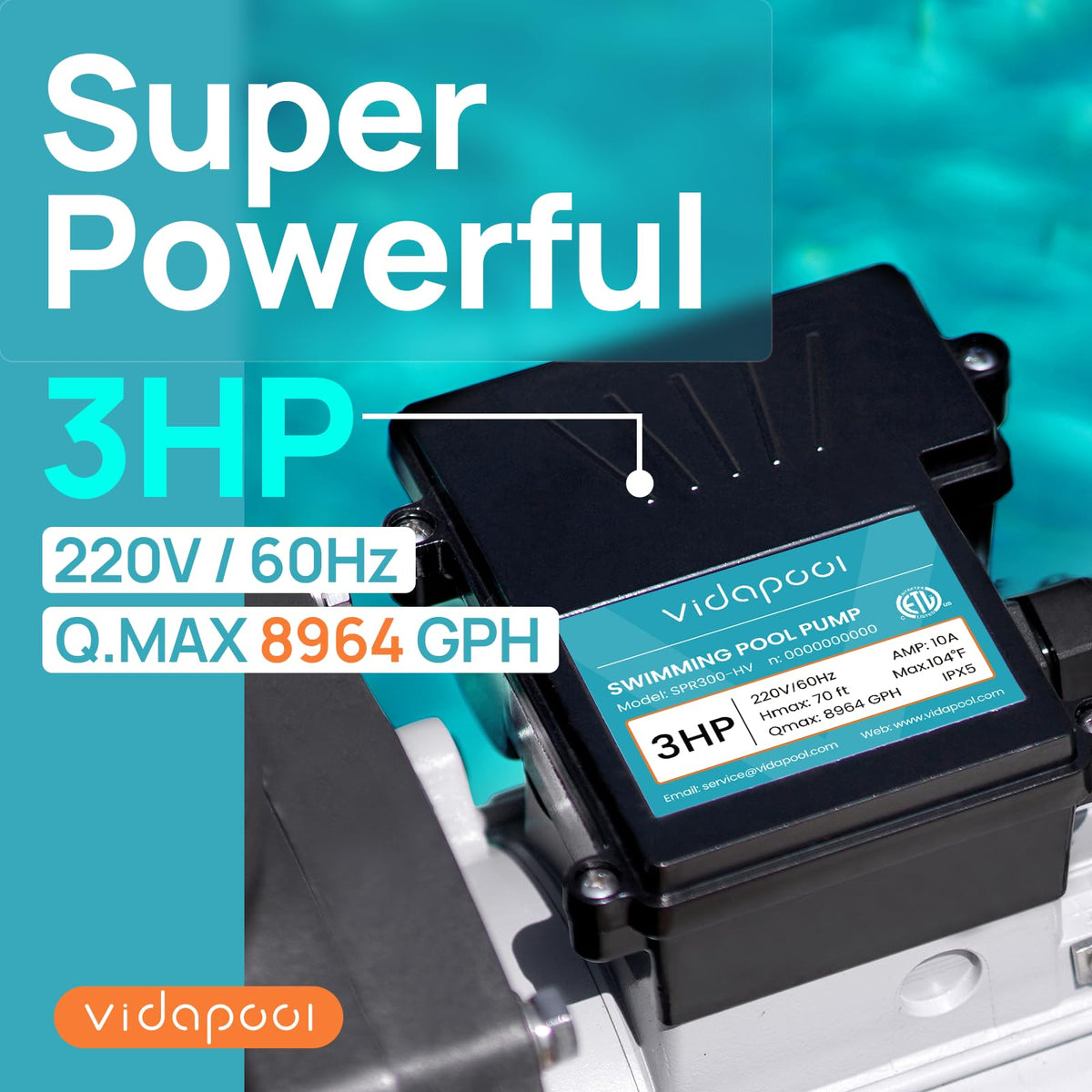 Vidapool quiet pool pump reduces noise while maintaining flow.