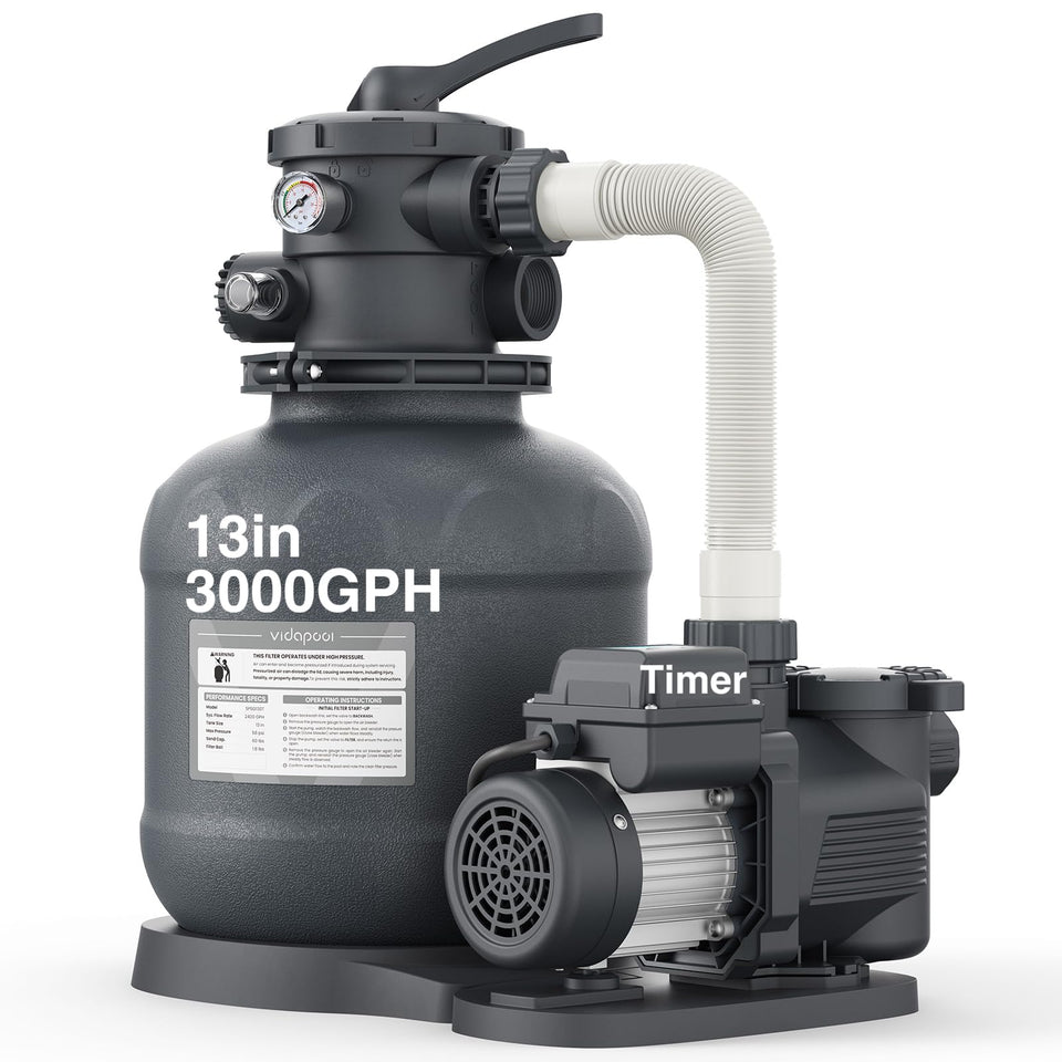 Vidapool sand filter pump front view promotes efficient circulation for above-ground pools