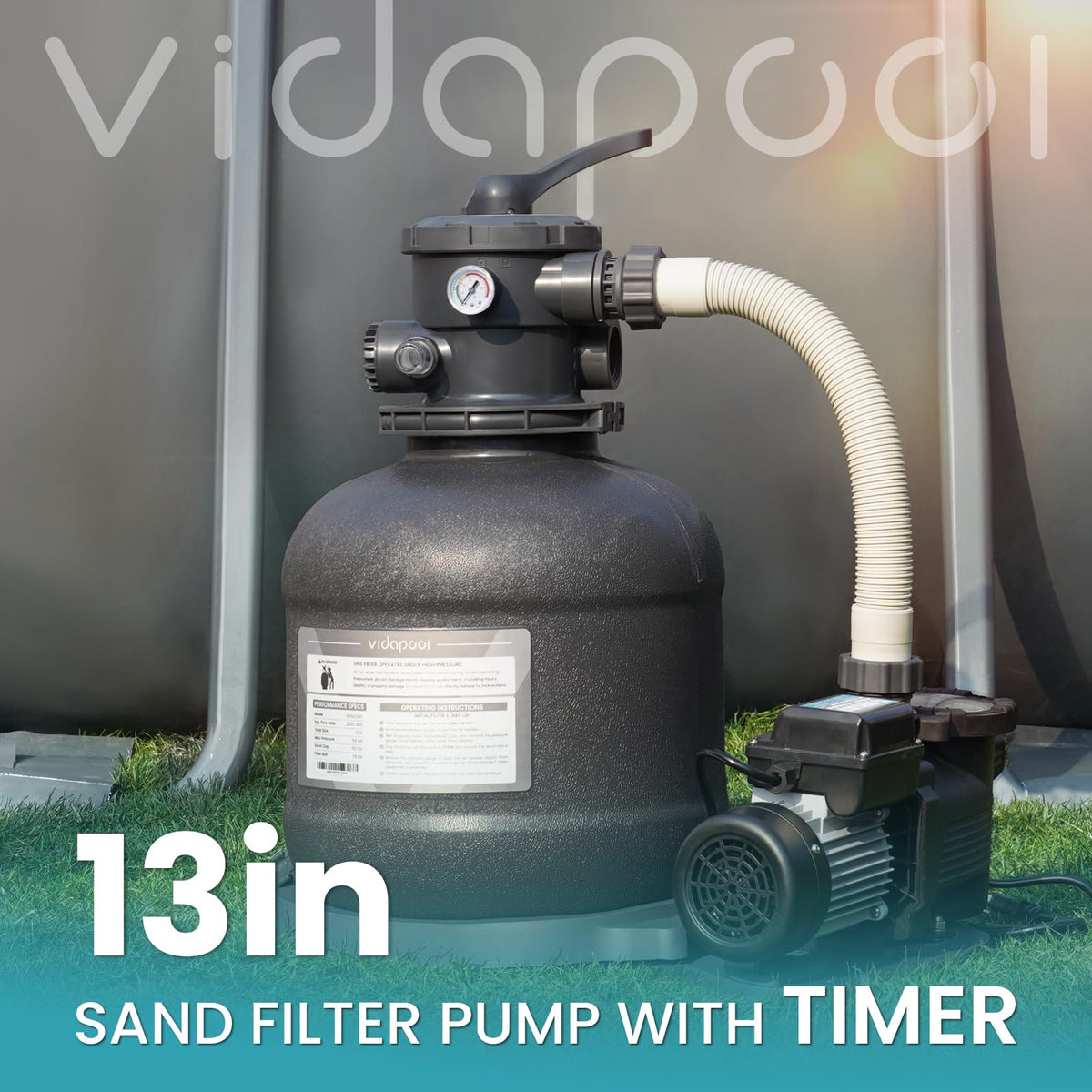 Vidapool timer display enables automated filtration cycles for consistent cleanliness