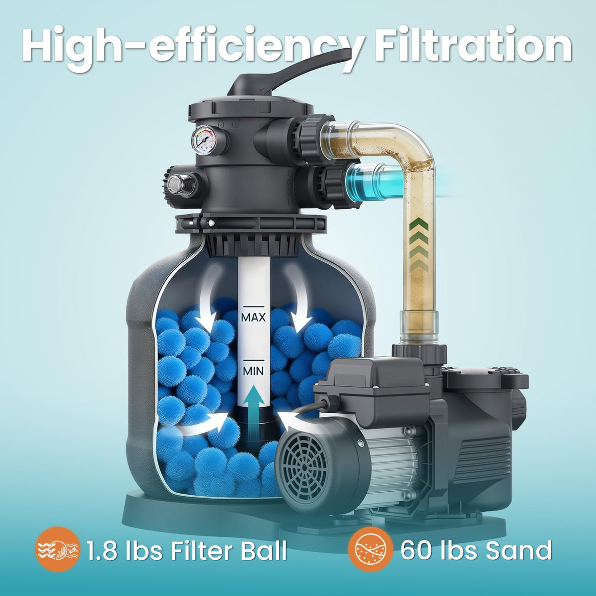 Vidapool clear output water after filtration for bright, inviting pool