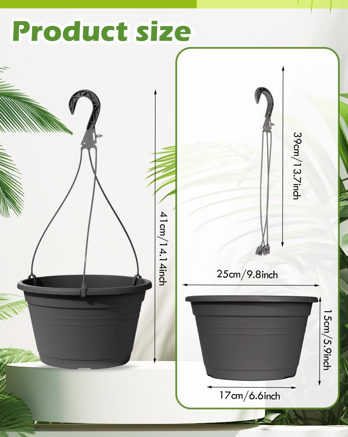 VIDELLY 10 inch hanging pot with chain hanger for flexible room decor