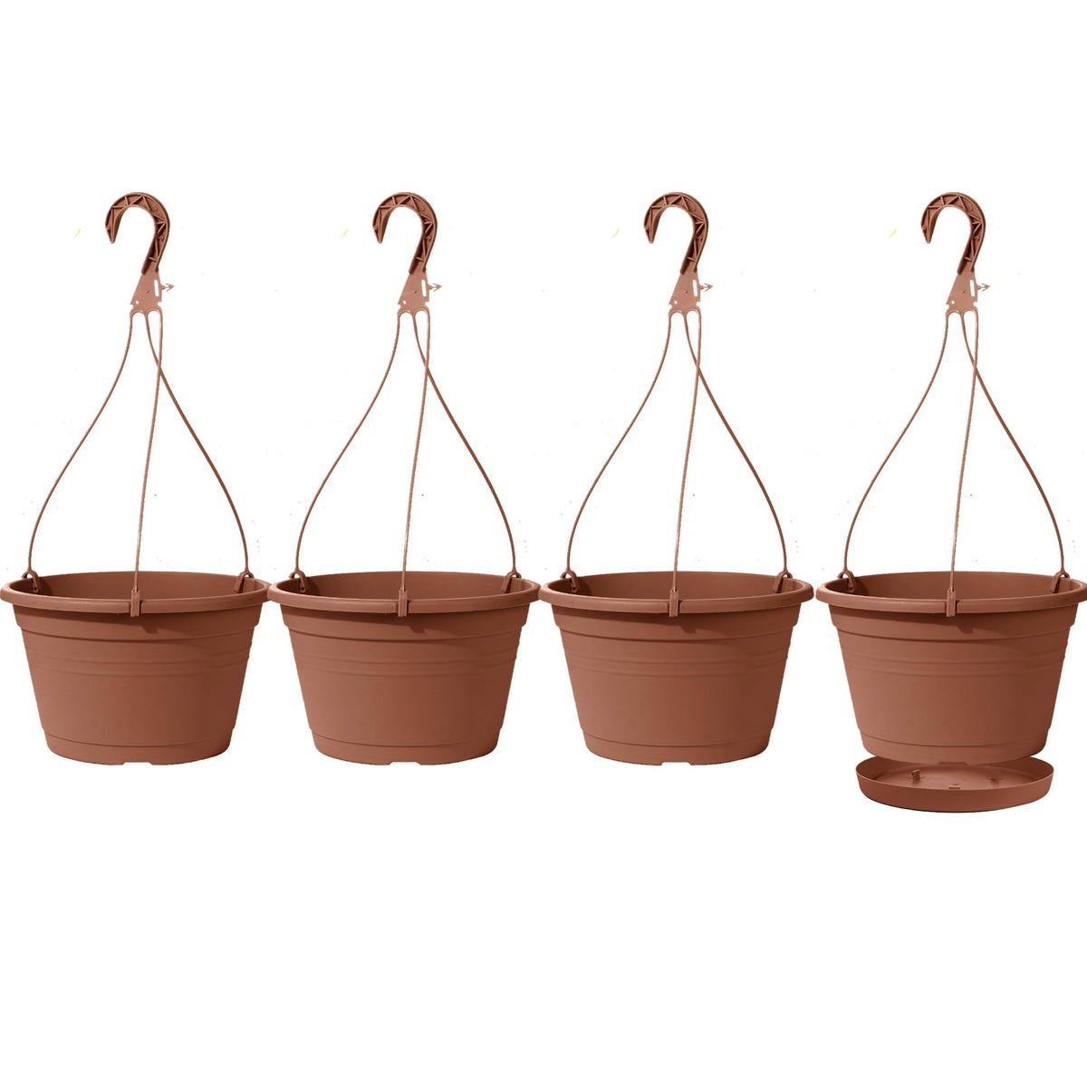 VIDELLY 4 Pcs Hanging Planters in brown for stylish indoor-outdoor plant displays.