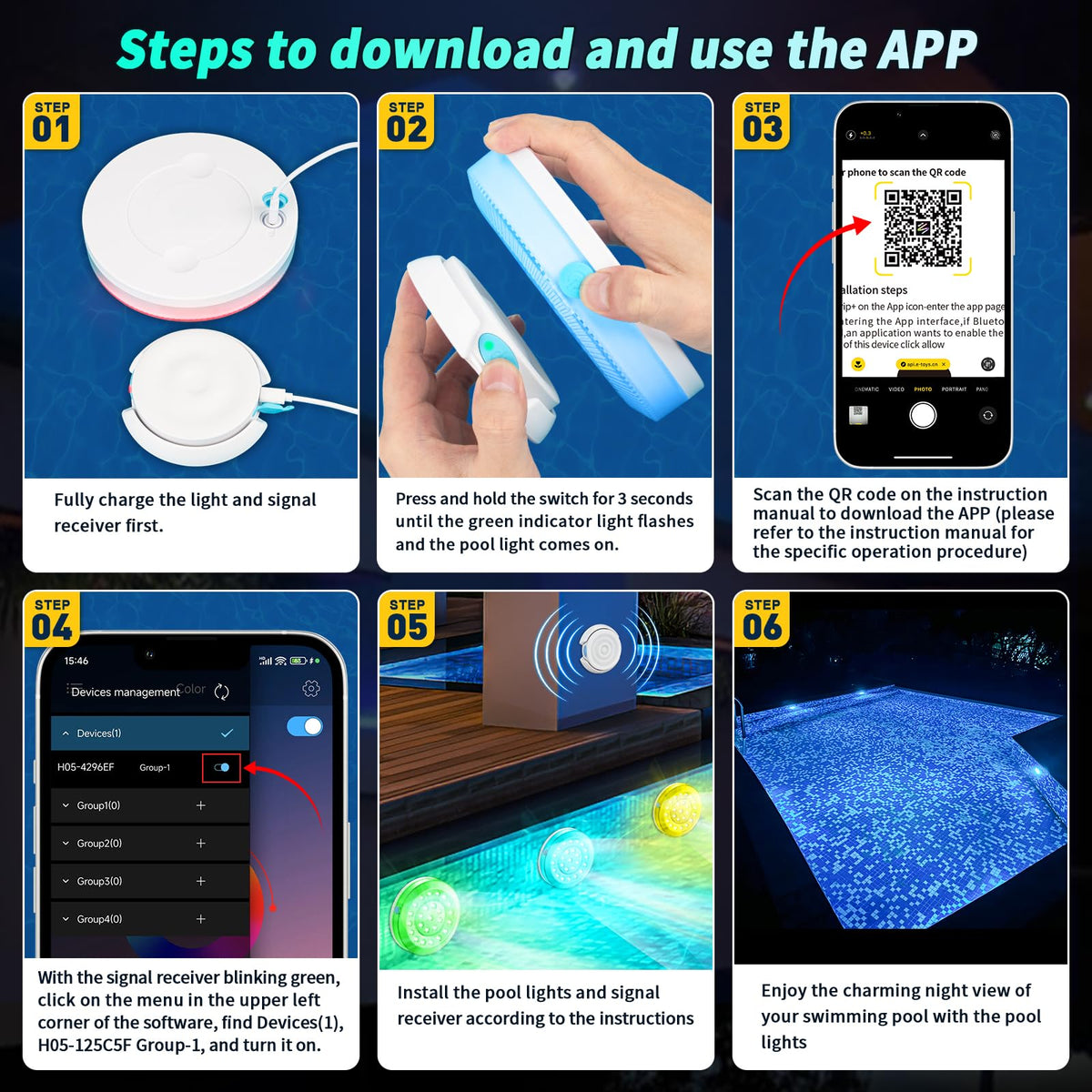 VIDOME app control via Bluetooth for easy color and mode customization.