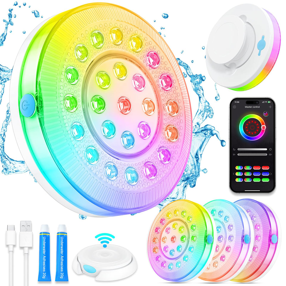 VIDOME pool light with magnetic wall attachment for secure, tool-free wall mounting.