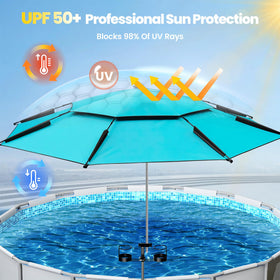Vidoya pool umbrella with two cup holders keeps drinks within reach