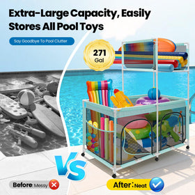 Vidoya rolling pool toy organizer with nine wheels ready to move