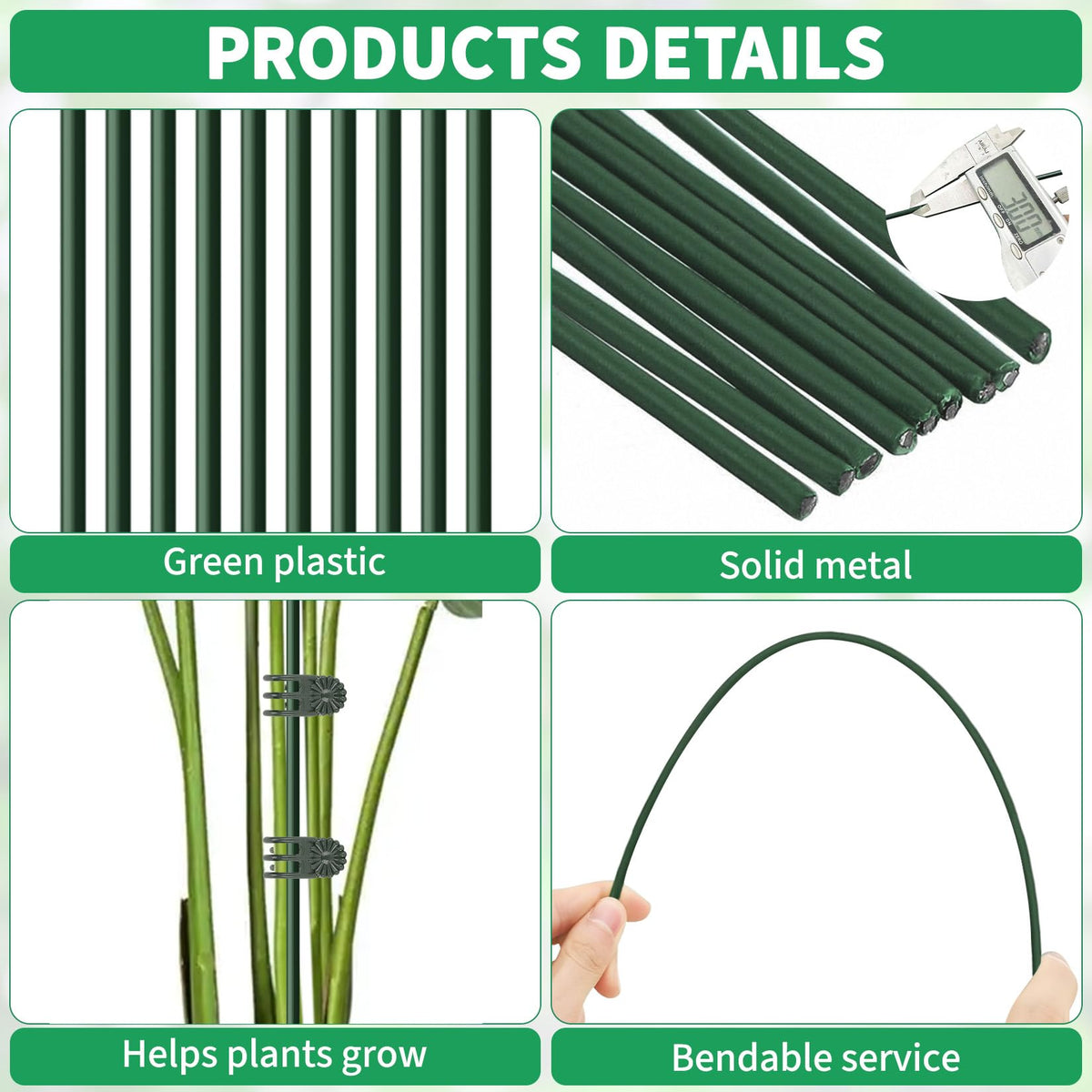 Vidroxin green stakes blend with foliage for discreet support
