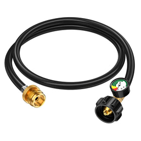 VIEAUBE 4ft hose adapter with gauge connects 1lb appliances to larger tanks.