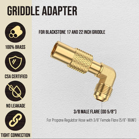 VIEAUBE brass elbow adapter with male flare connector for secure propane setup.