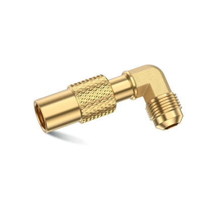 VIEAUBE brass 3/8-in elbow adapter side view for reliable outdoor grill connections.