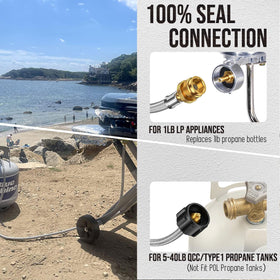 VIEAUBE brass and braided stainless steel construction withstands outdoor use