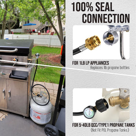 VIEAUBE brass connector ensures secure propane hose connections.