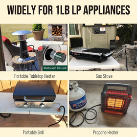 VIEAUBE weather-resistant propane hose designed for camping and outdoor cooking.